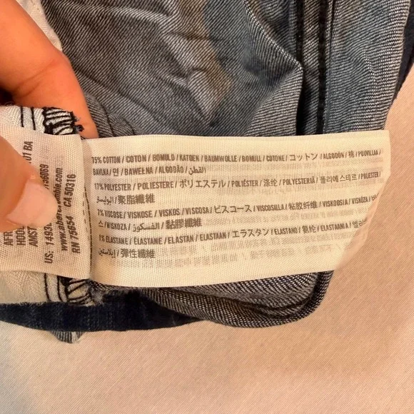 Abercrombie & Fitch Denim 4 Dark Blue Rolled Hem Frayed High Rise Mom Short 2.5" - Picture 9 of 10